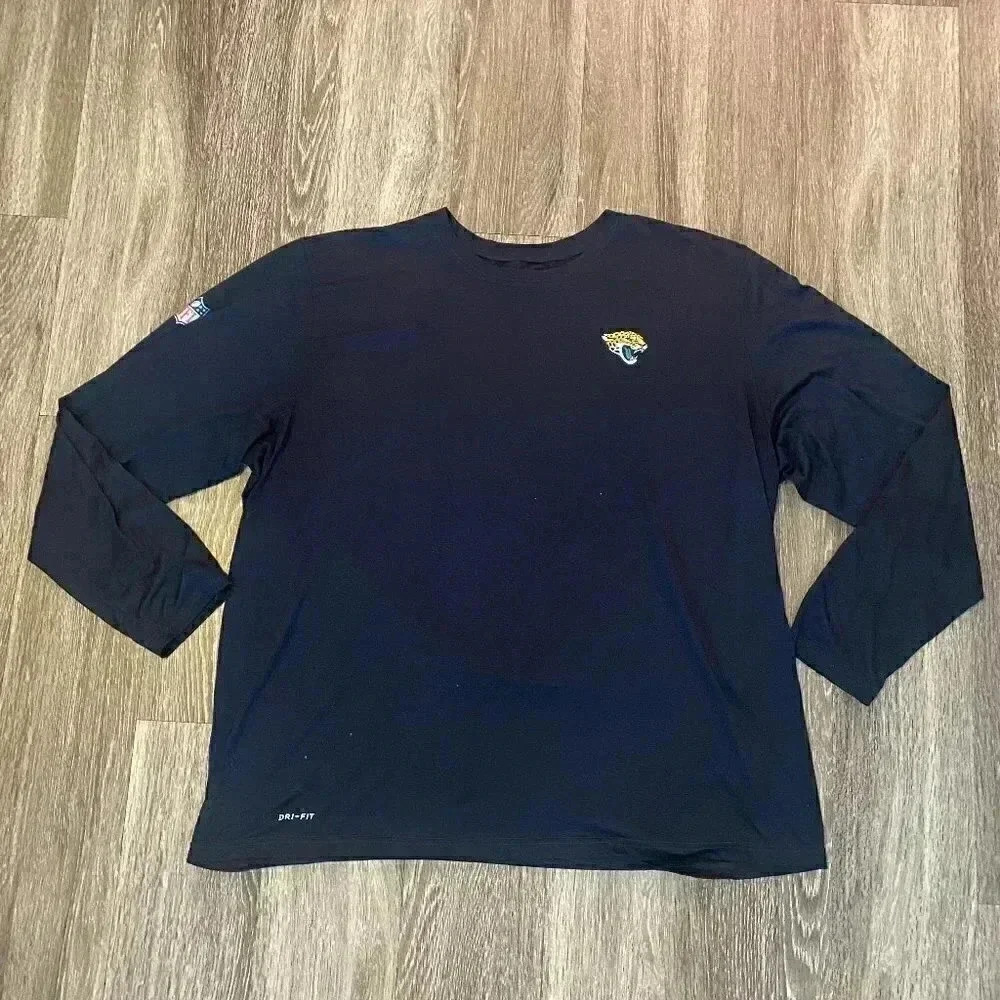 Mens Nike Black Long Sleeve Jacksonville Jaguars Shirt - Player Worn - 3XL